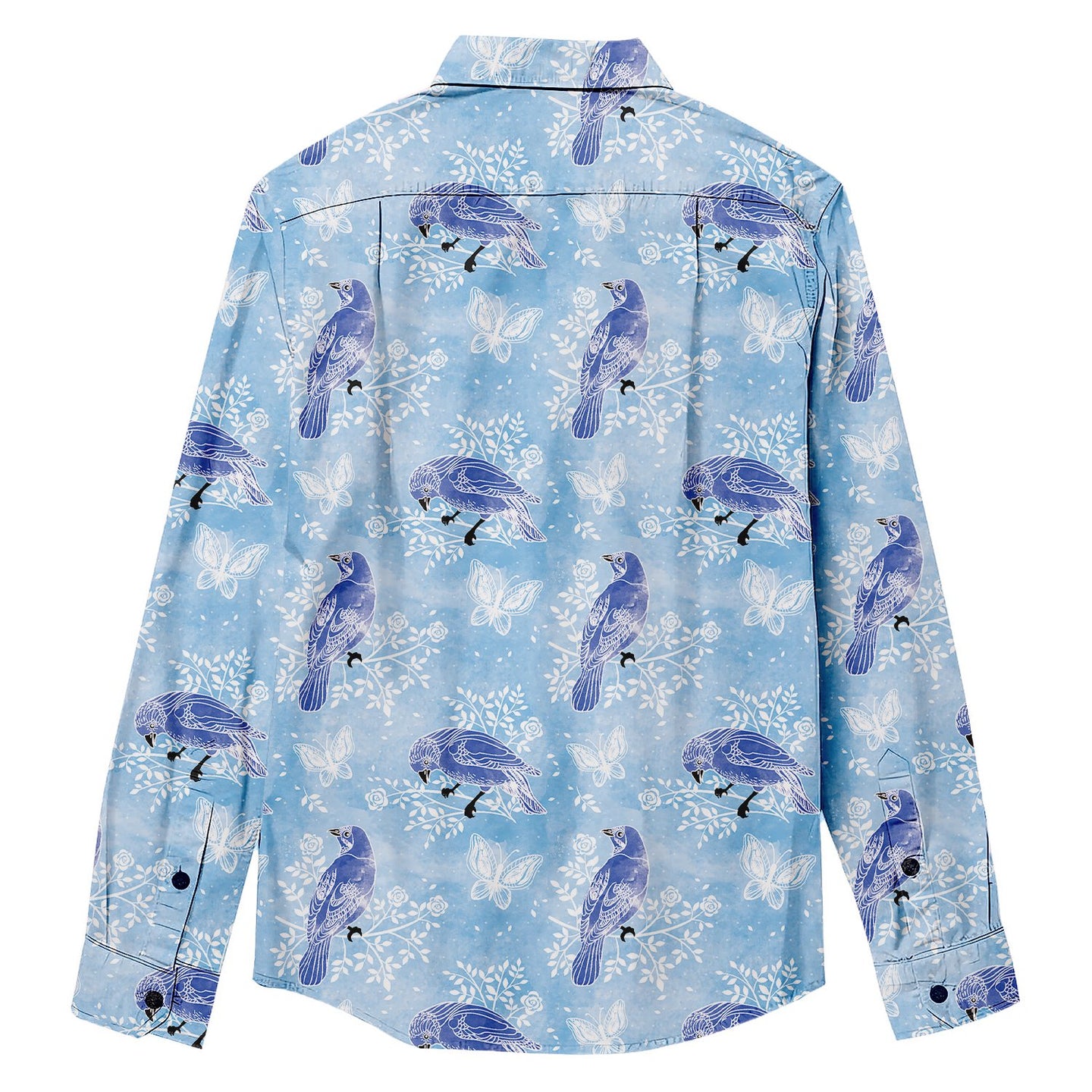 Bird Butterfly Watercolor Long Sleeve Shirt - Bonlax