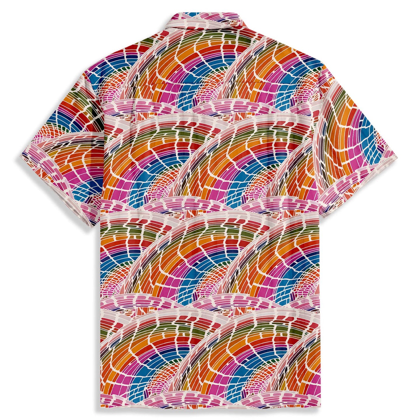 Linear Rainbow Stripes Short Sleeve Shirt - Bonlax