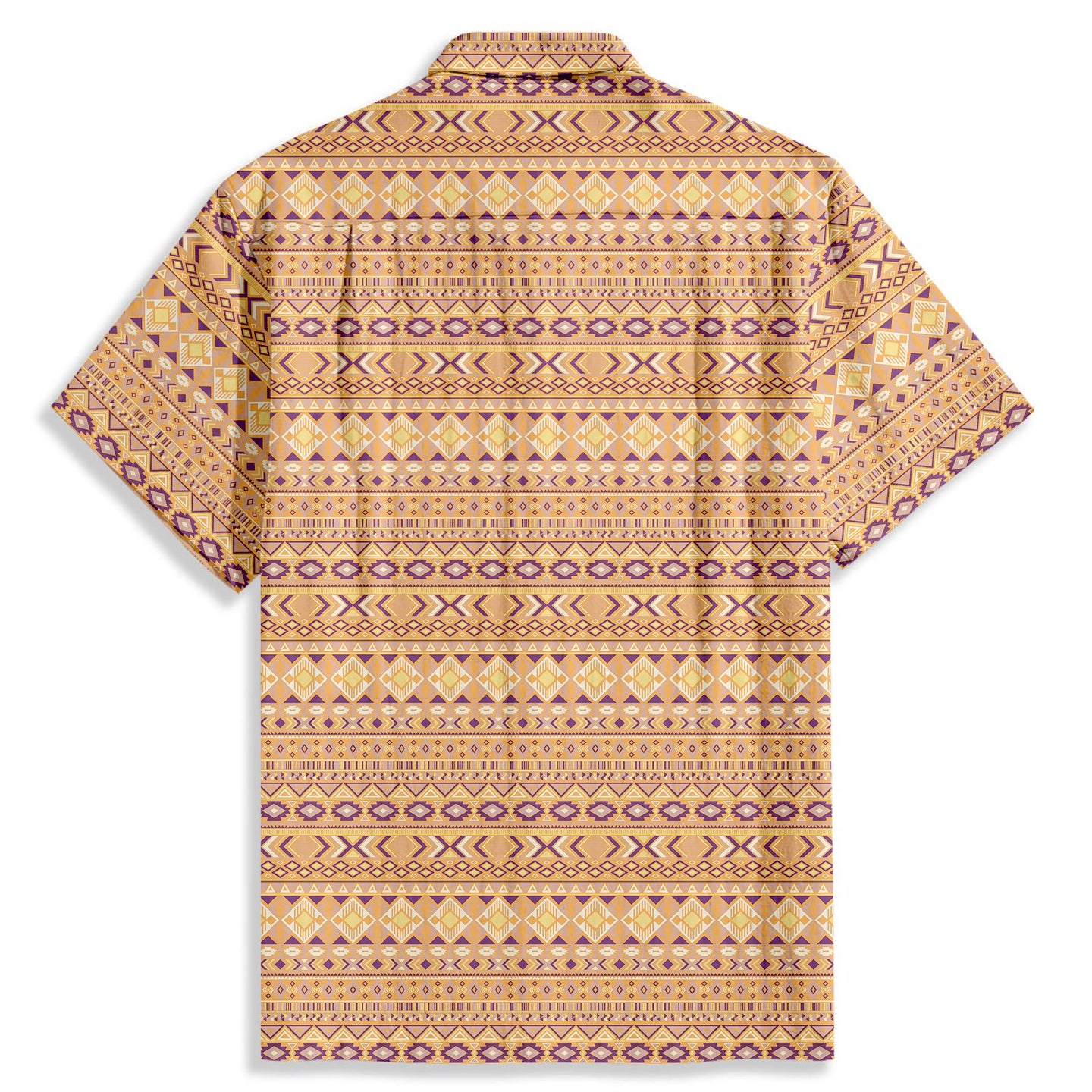 Ethnic Striped Geometric Pattern Short Sleeve Shirt - Bonlax