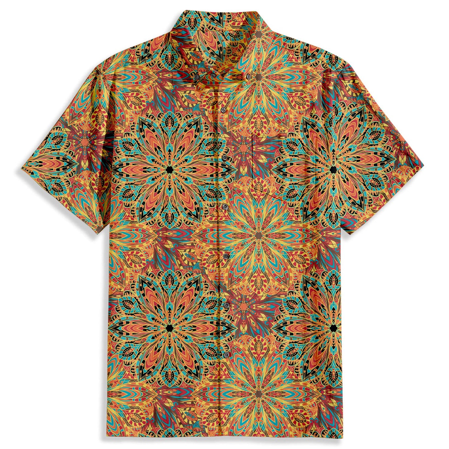 Kaleidoscope Shading Print Short Sleeve Shirt - Bonlax