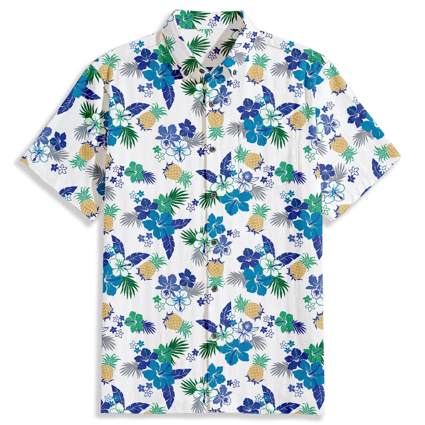 Hibiscus & Pineapple Print Short Sleeve Shirt - Bonlax