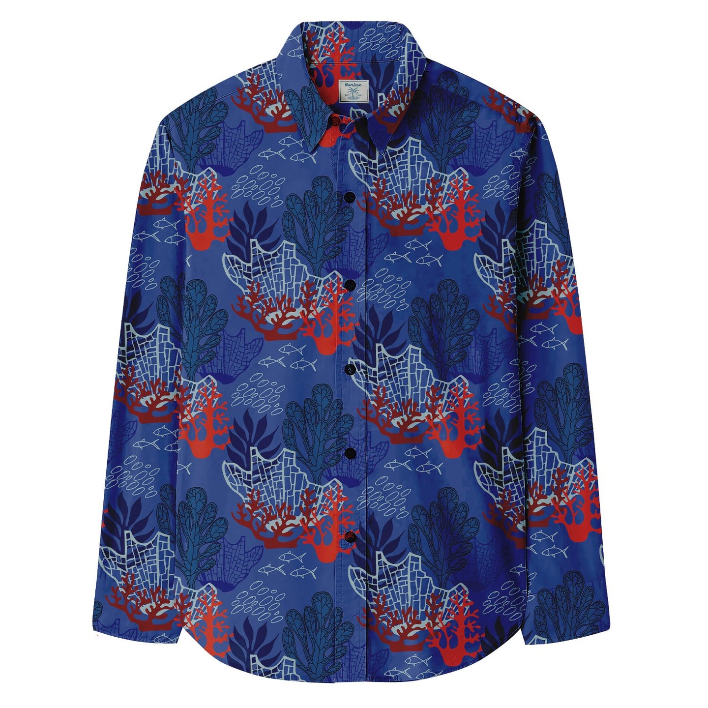 Coral Aquatic Plants Print Long Sleeve Shirt - Bonlax