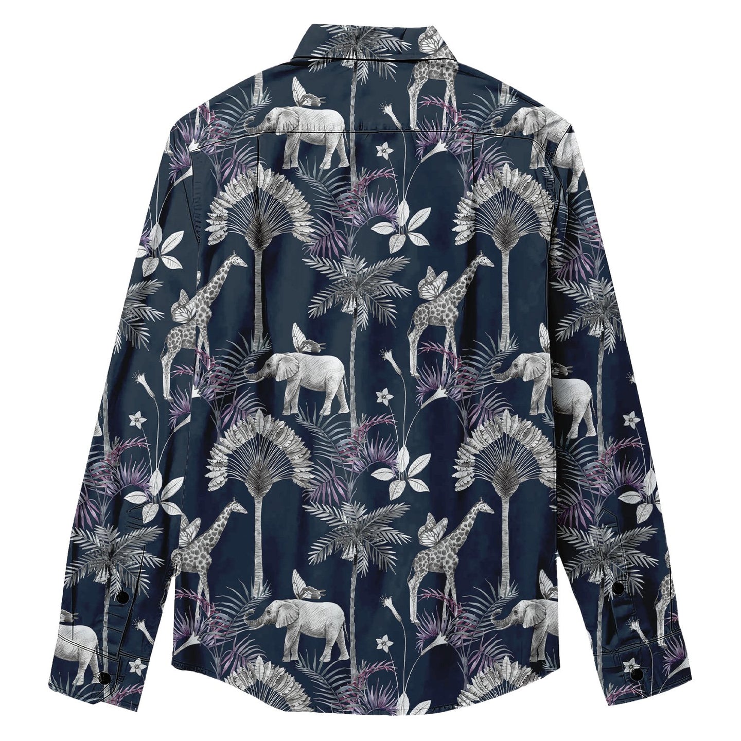 Elephant & Tree Print Long Sleeve Shirt - Bonlax