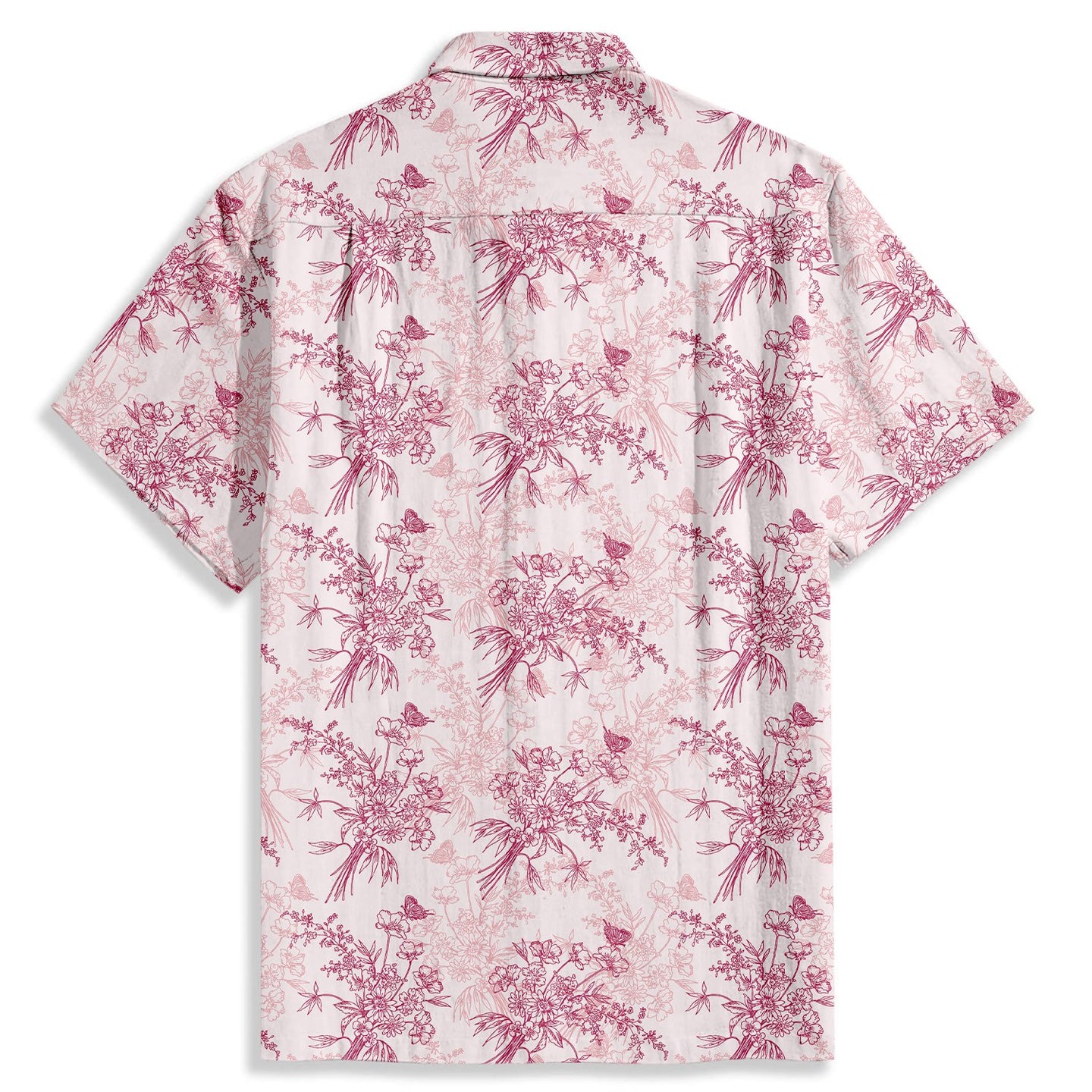 Butterflies & Flowers Print Short Sleeve Shirt - Bonlax