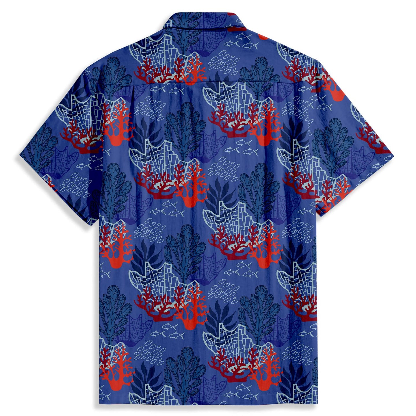 Coral Aquatic Plants Print Short Sleeve Shirt - Bonlax