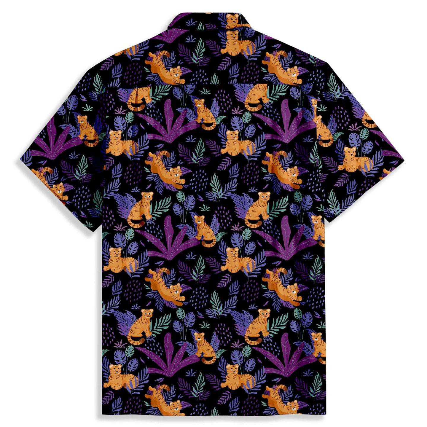 Cartoon Tiger Print Short Sleeve Shirt - Bonlax