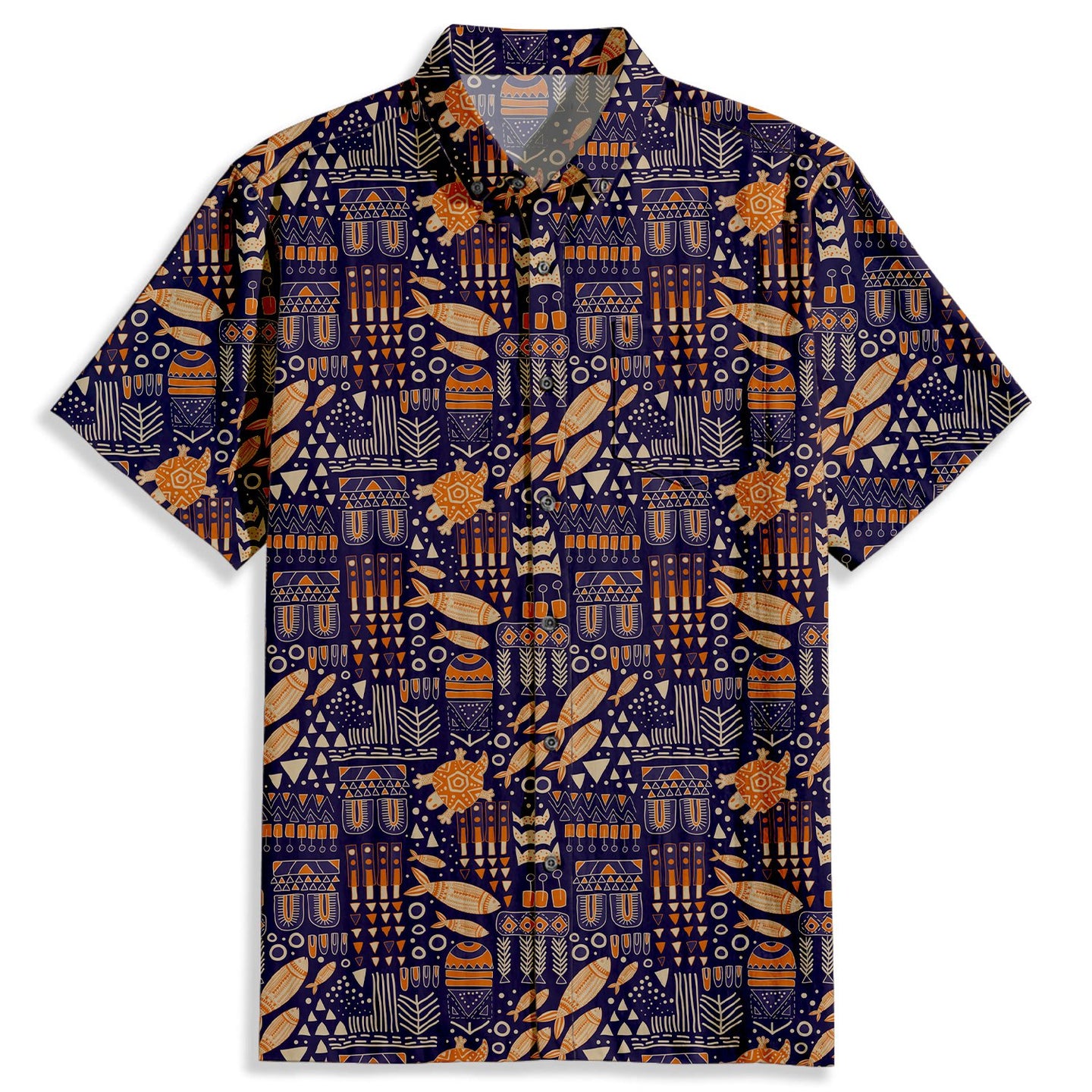 Fish Geometric Pattern Short Sleeve Shirt - Bonlax