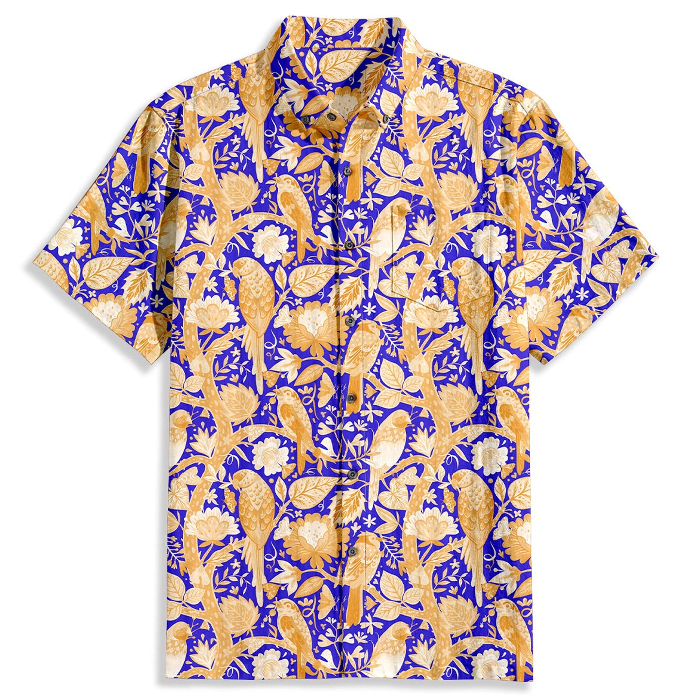 Bird & Branch Print Short Sleeve Shirt - Bonlax