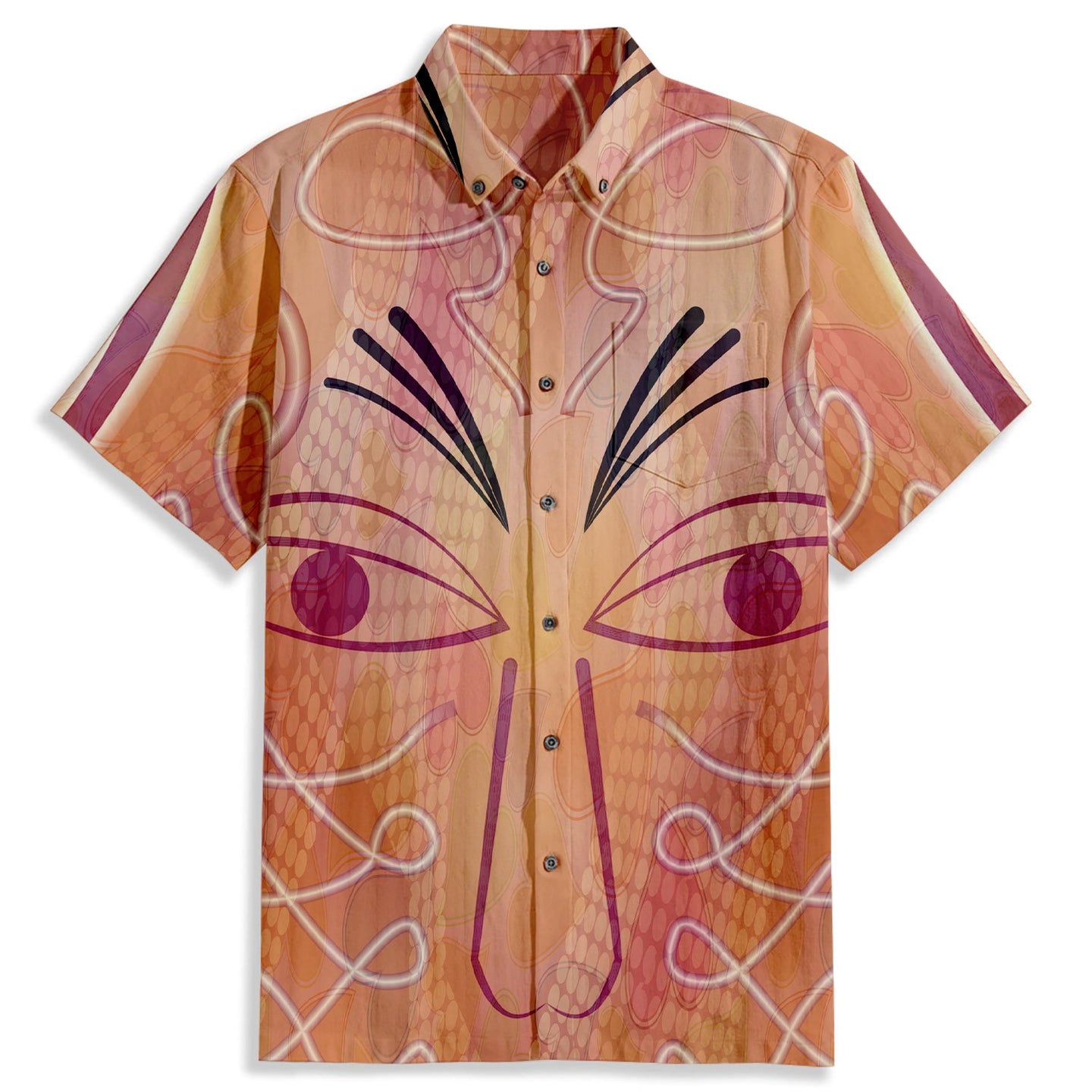 Carnival Mask Print Short Sleeve Shirt - Bonlax