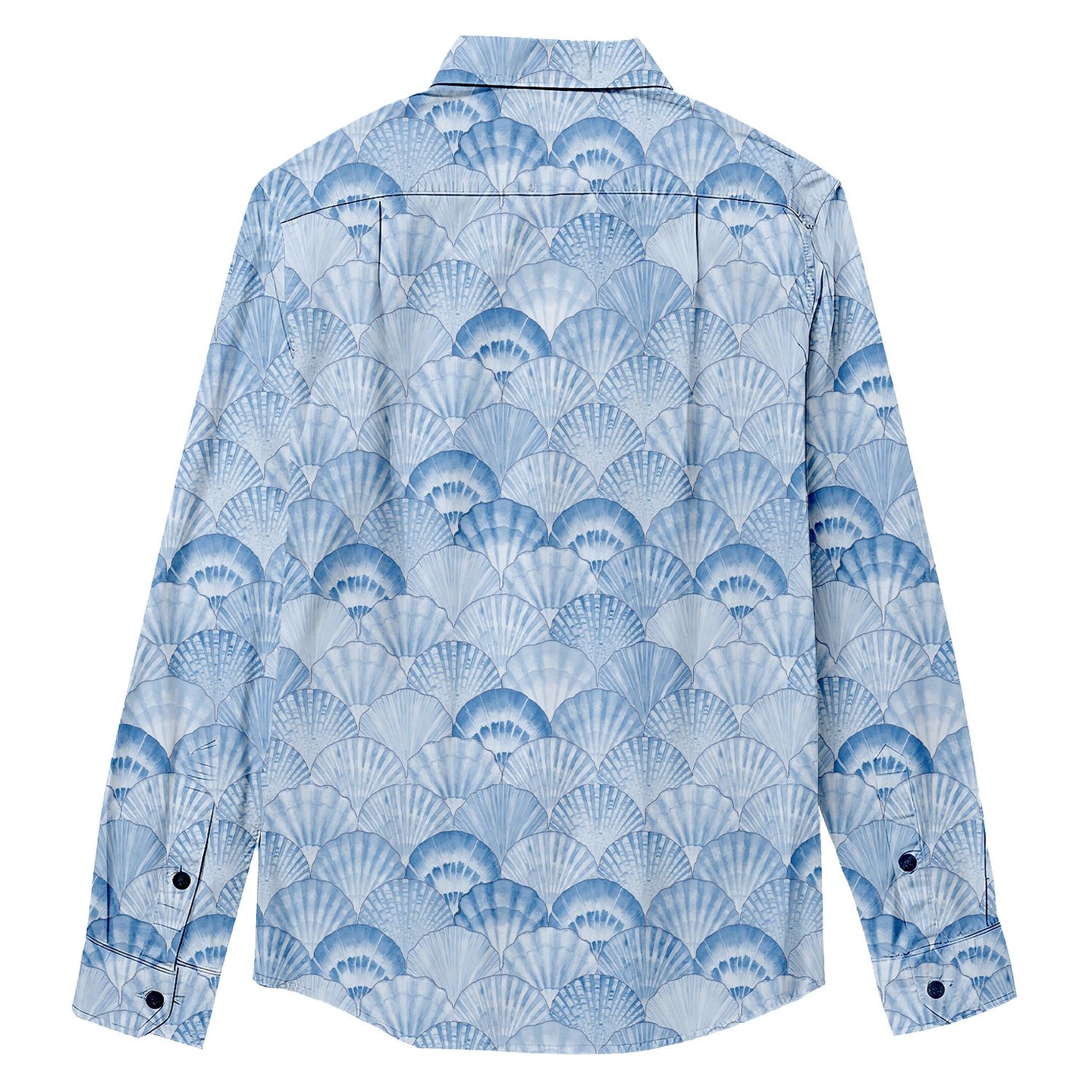 Watercolor Seashells Print Long Sleeve Shirt - Bonlax