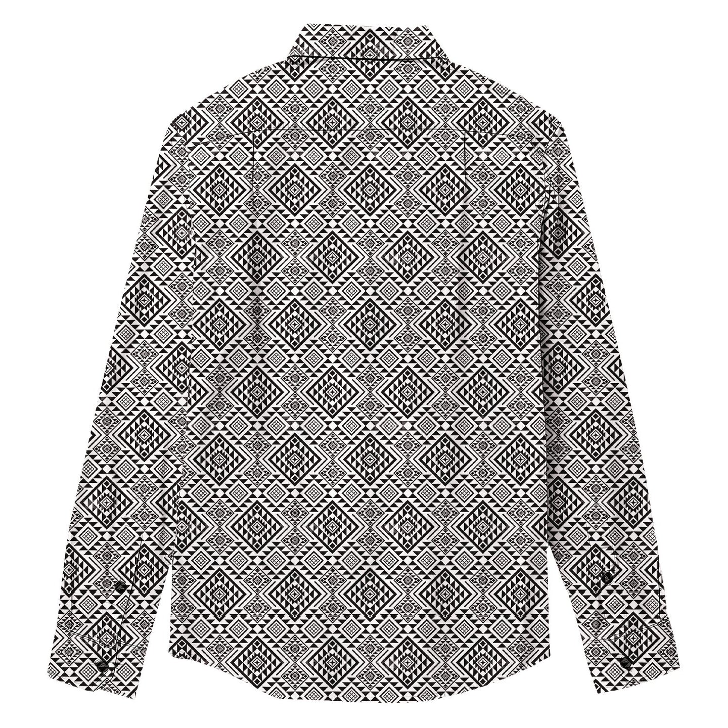 Bohemian Geometric Pattern Hawaiian Long Sleeve Shirt - Bonlax