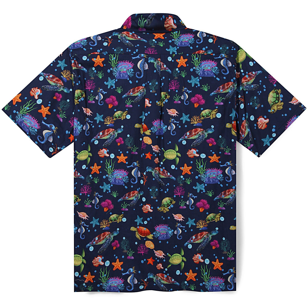 Men's Turtle Shell Print Shirt | Geometric Ocean Beach Wear | Bonlax